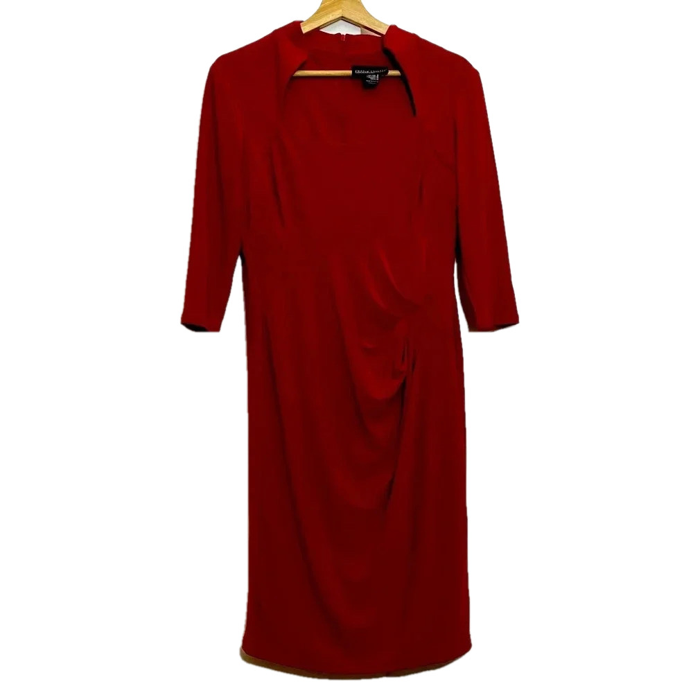 Frank Lyman women red Queen  Ann neckline Valentines outfit Casual party dress 8